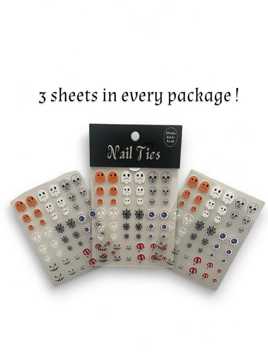 Spooky Halloween Nail Art Stickers – Ghosts, Skulls, Spider Webs & Dripping Blood