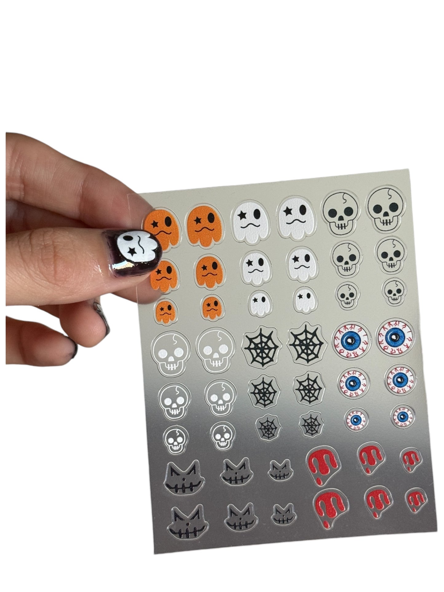 Spooky Halloween Nail Art Stickers β Ghosts, Skulls, Spider Webs & Dripping Blood