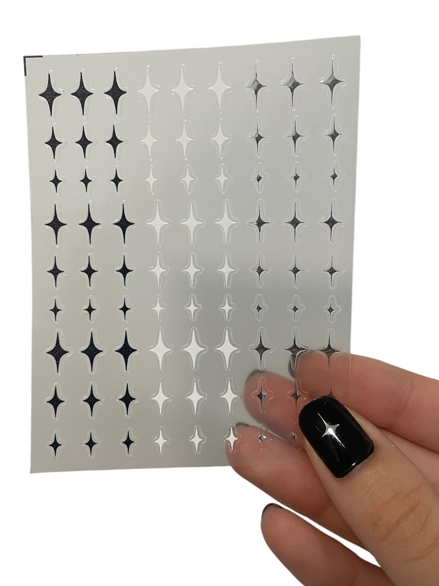 Starstruck Nail Art Stickers - Silver, Black & White Starbursts
