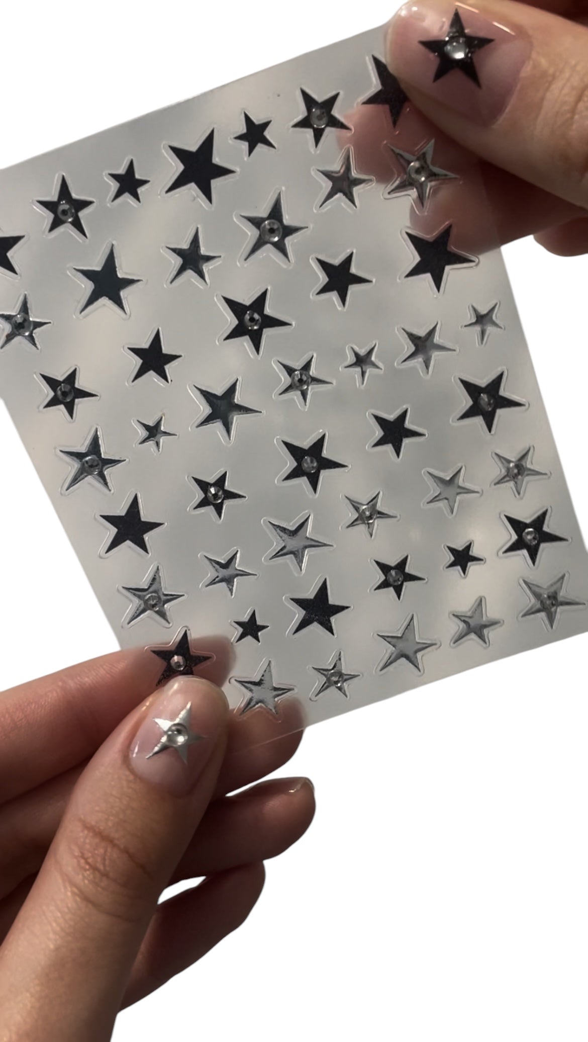 Rockstar Nail Stickers β Metallic & Black Stars with Rhinestones