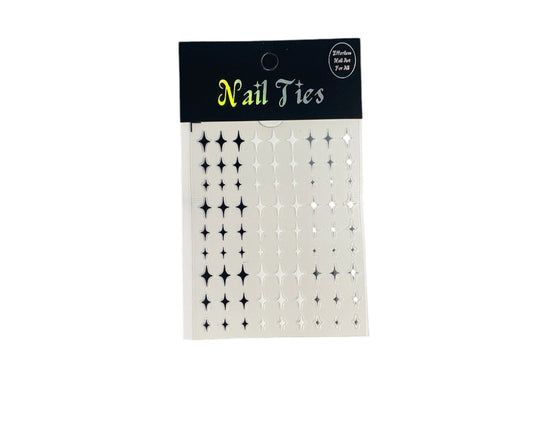 Starstruck Nail Art Stickers - Silver, Black & White Starbursts