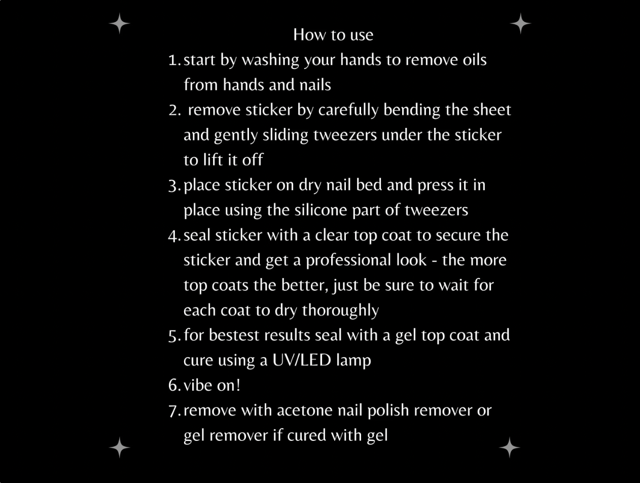 Rockstar Nail Stickers – Metallic & Black Stars with Rhinestones